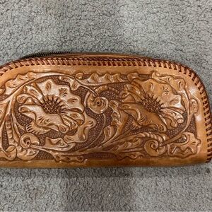 Floral Embossed Leather Wallet